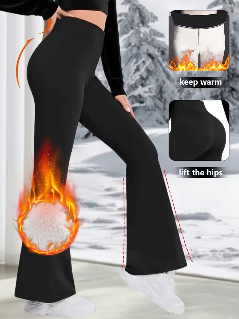 Outdoor Sport Outfit - Kışlık Geniş Paça Pantolon Yüksek Bel