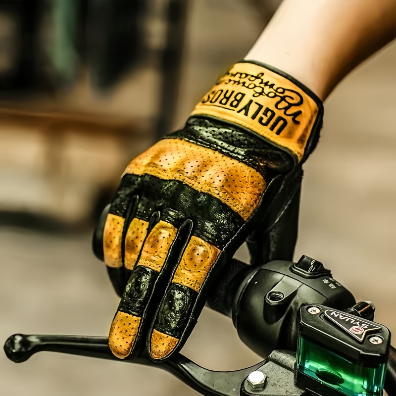 Horse Riding Glove - Uglybros Unisex Hakiki Deri Motosiklet Eldivenleri