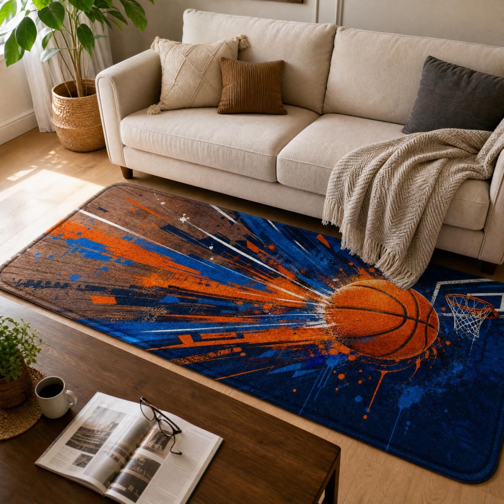 Outdoor Sport Live - Graffiti Splash Basketbol Flanel Halı, Renkli